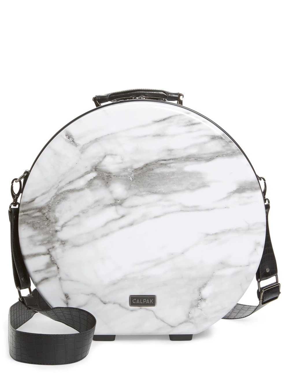 Calpak Baye - 17” Medium Size Travel Hard Hat Box in White & Gray Milk Marble